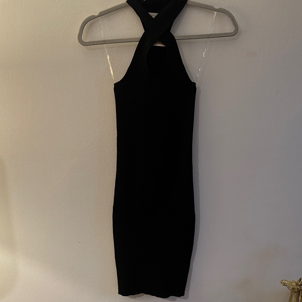 Elegant Black Backless Halter Dress